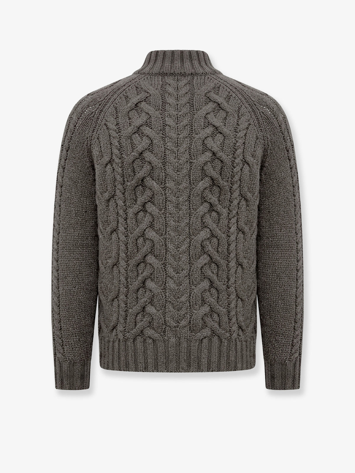 Cable knit cardigan with zip in cashmere