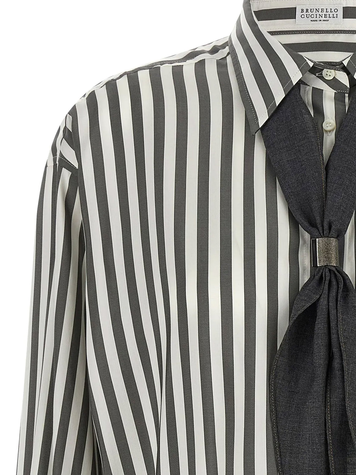 Striped silk shirt with foulard
