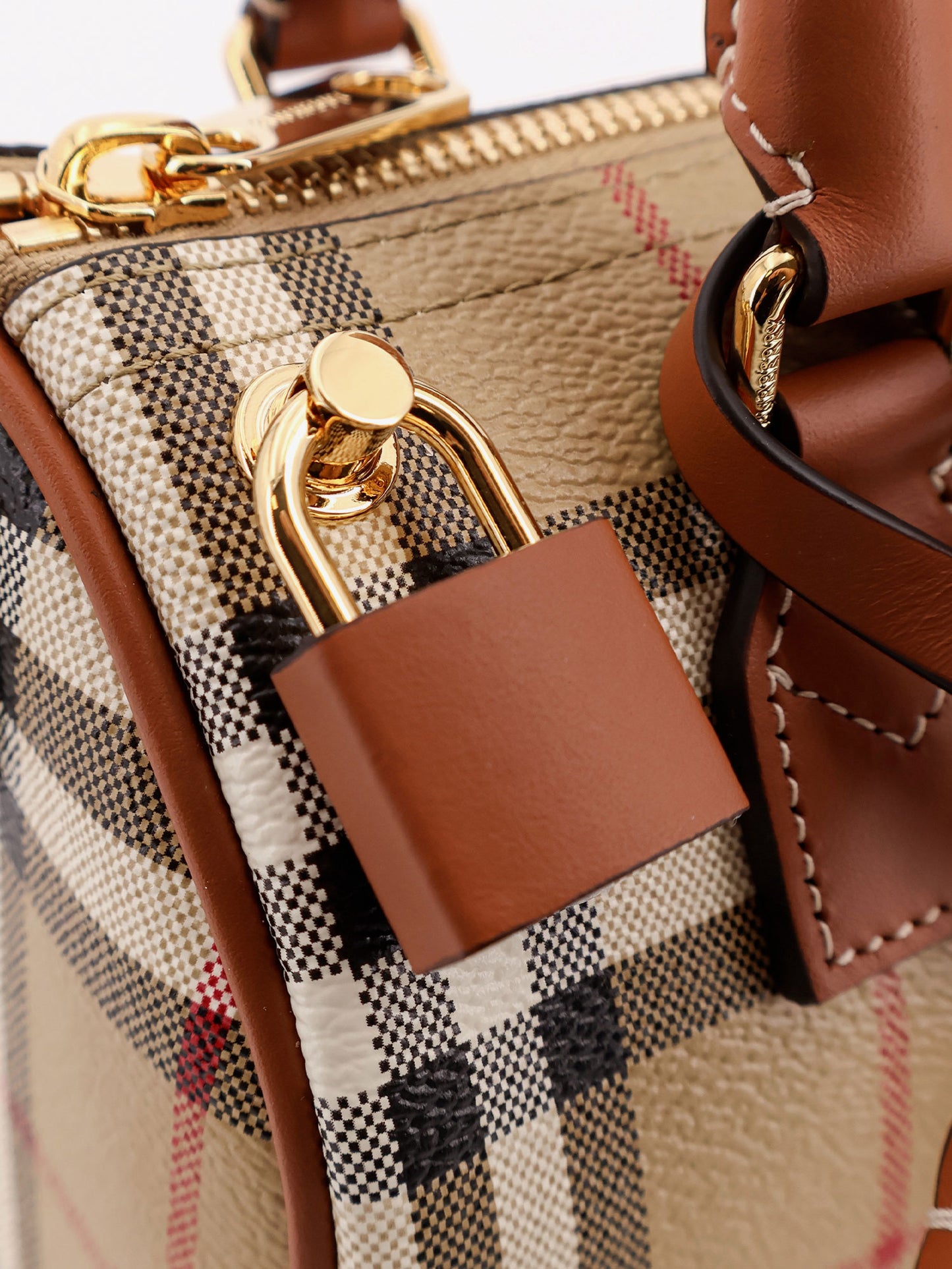Coated canvas crossbody bag with Check pattern