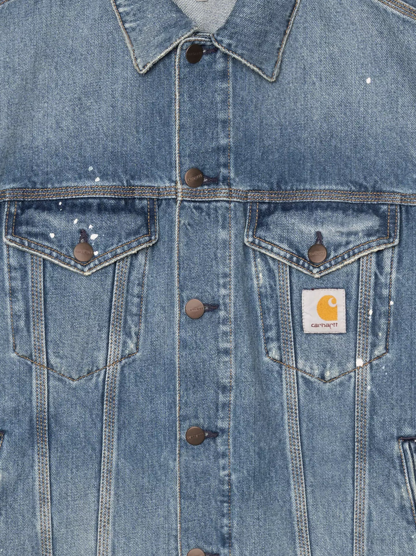 Blue denim jacket with distressed effect