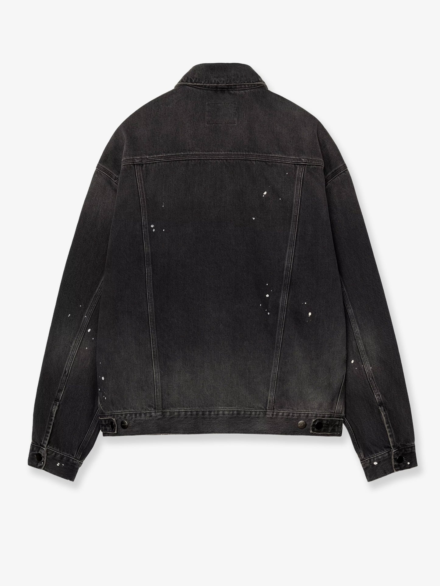 Giubbino in black denim con effetto distressed