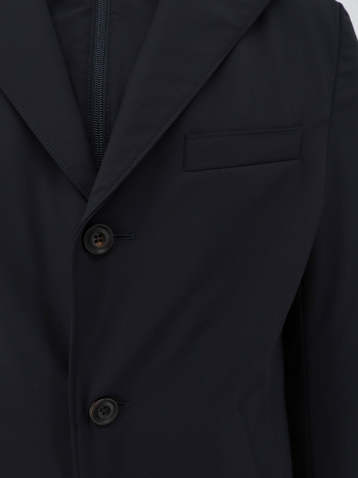 Casual nylon coat with virgin wool lining