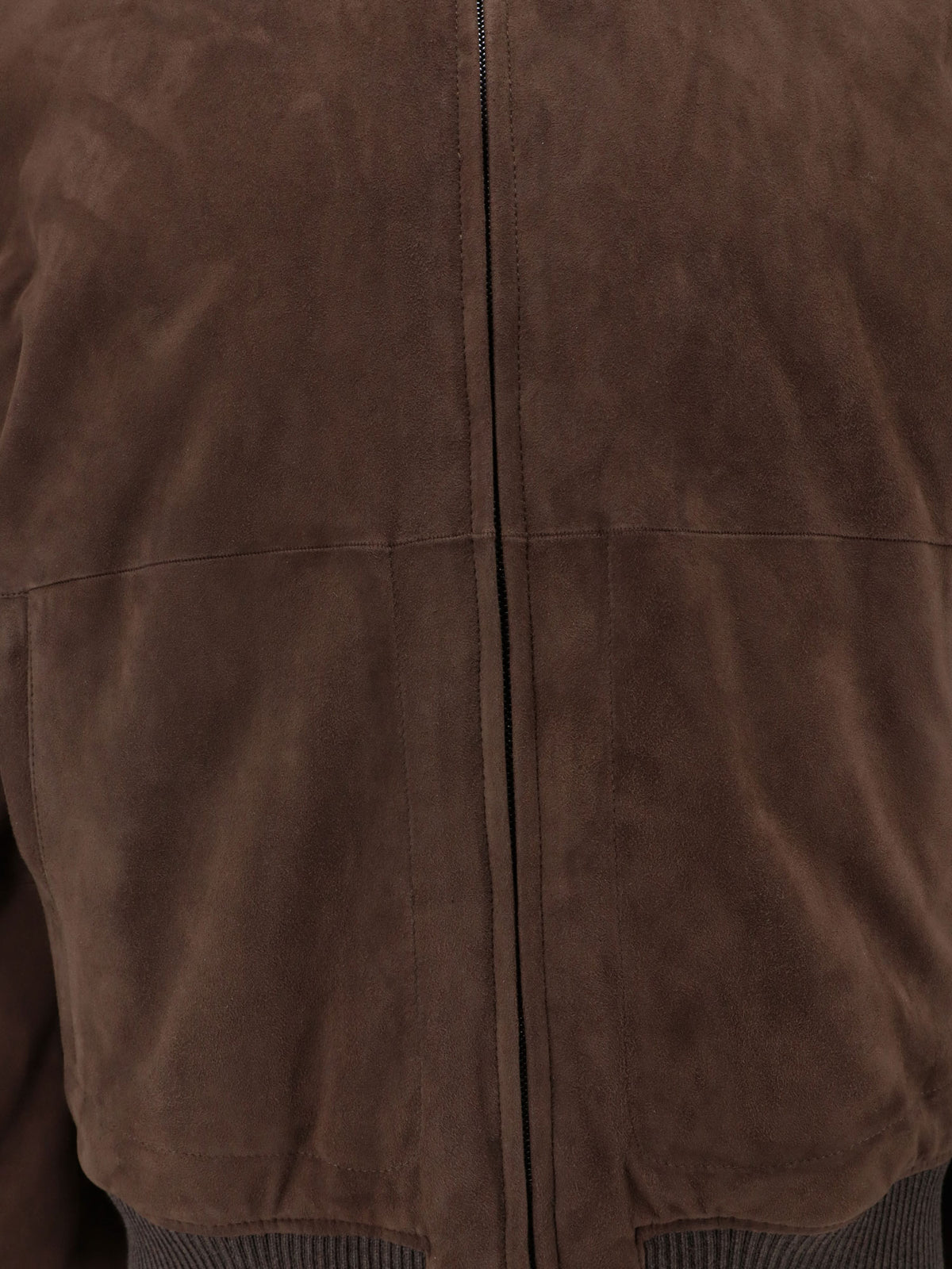 Suede jacket with shearling detail