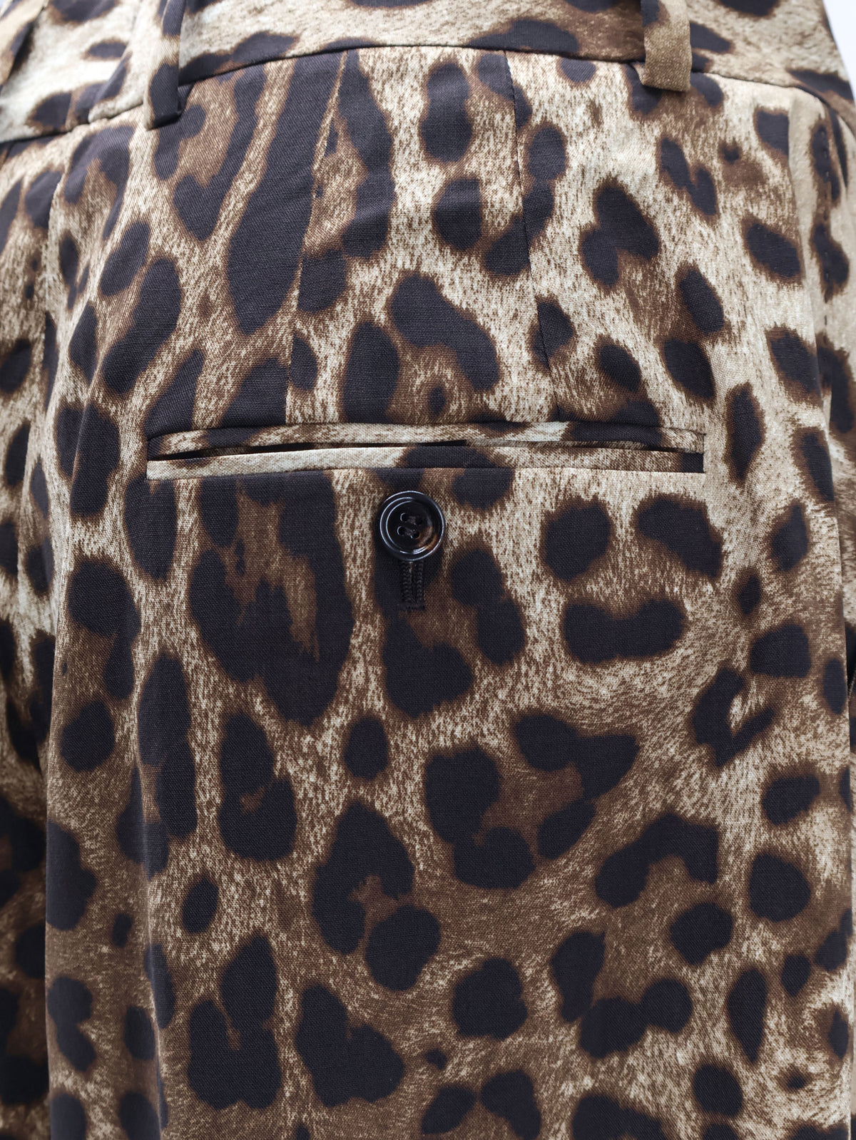 Stretch wool trousers with animal print