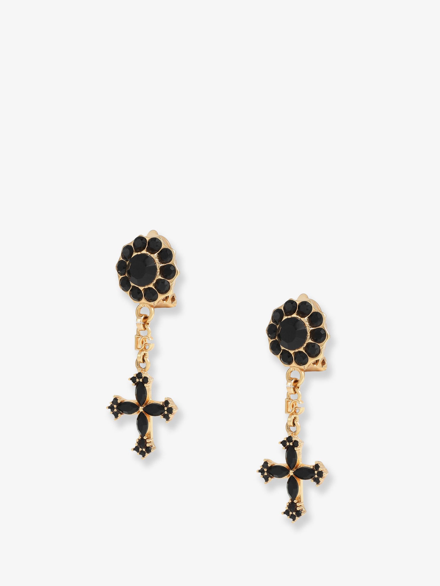 Brass earrings with rhinestones