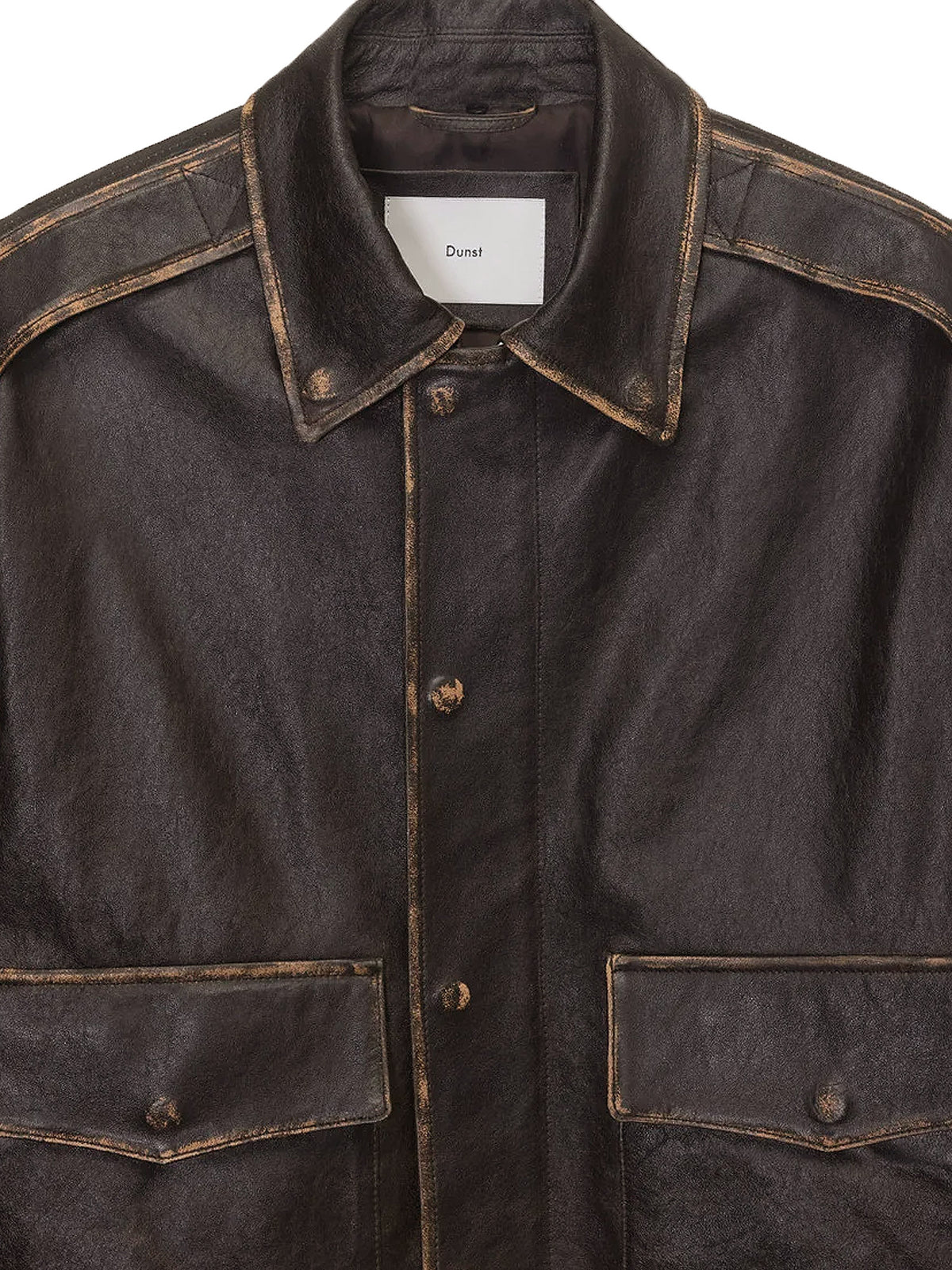 Unisex leather jacket with removable collar