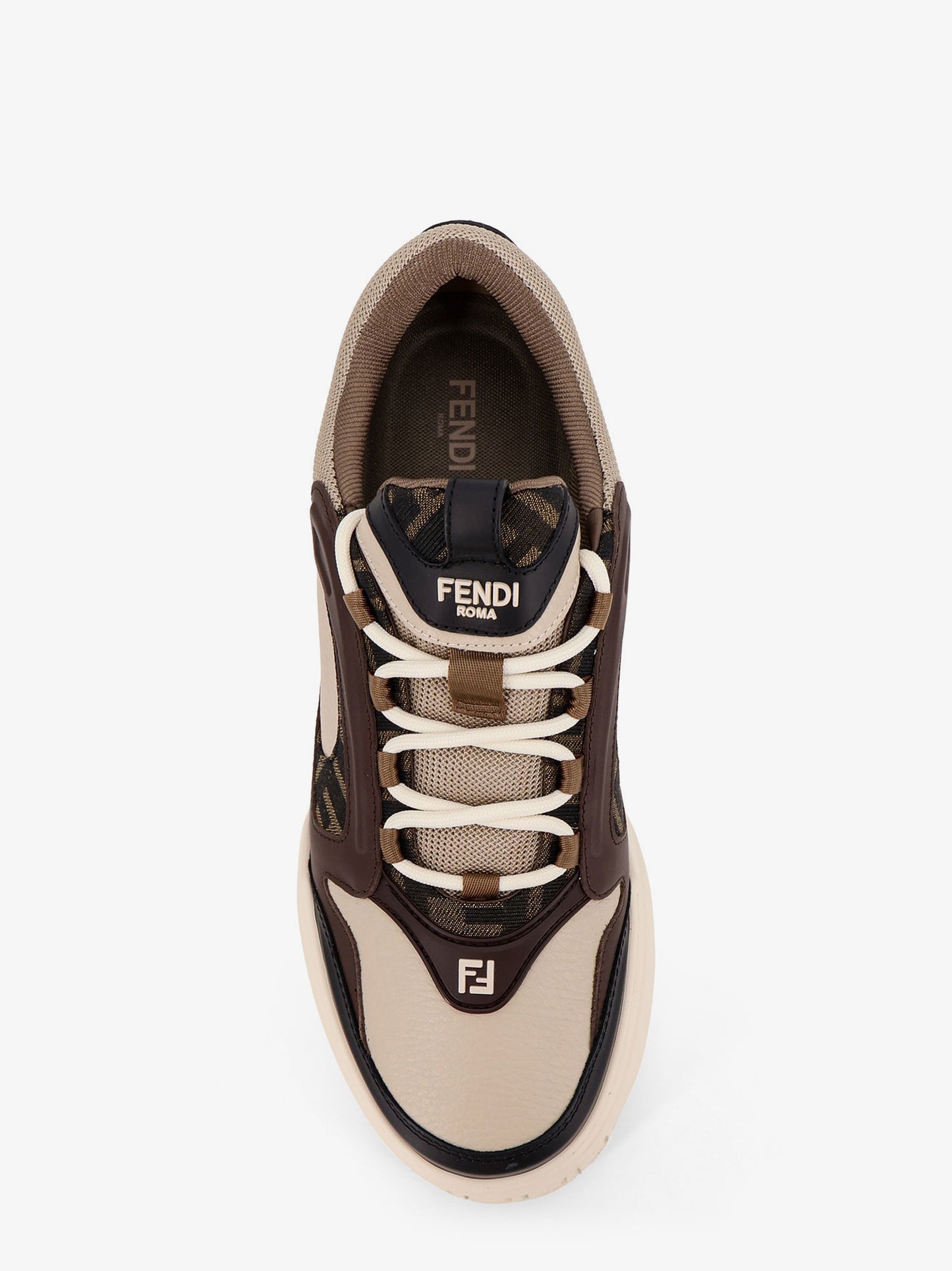 Sneakers Fendi Force in pelle con inserti in tessuto FF jacquard