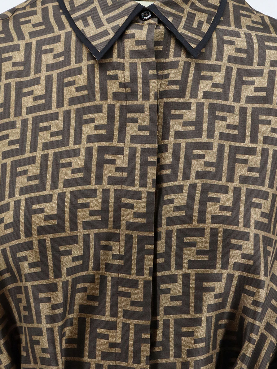 Silk dress with all-over FF motif