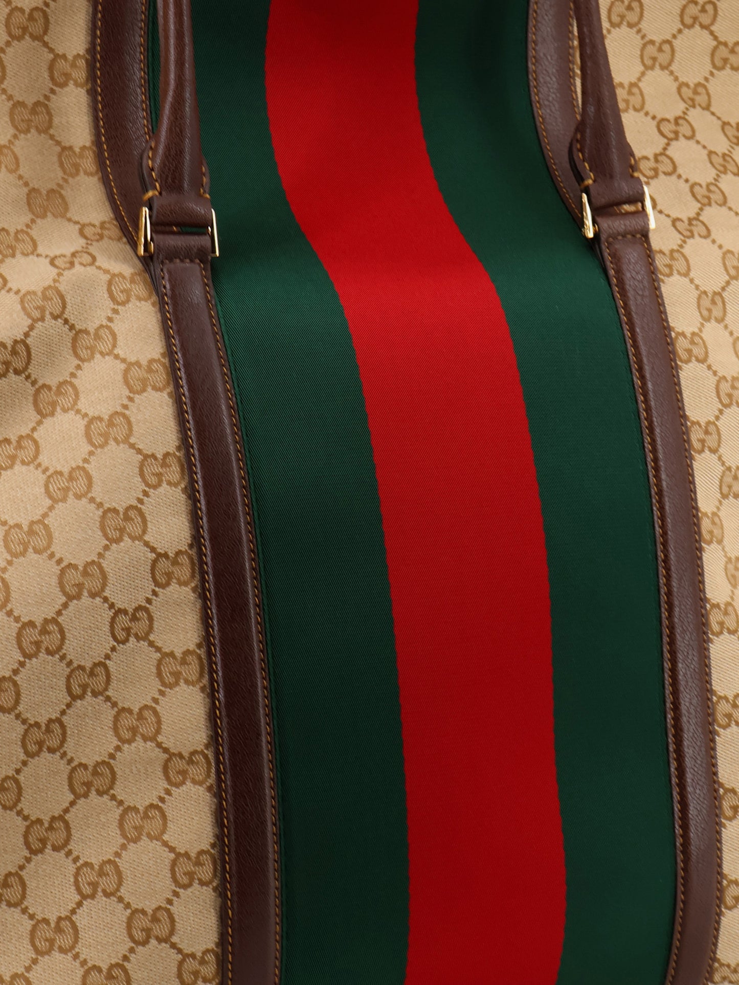 GG fabric travel bag with Web detail on the front