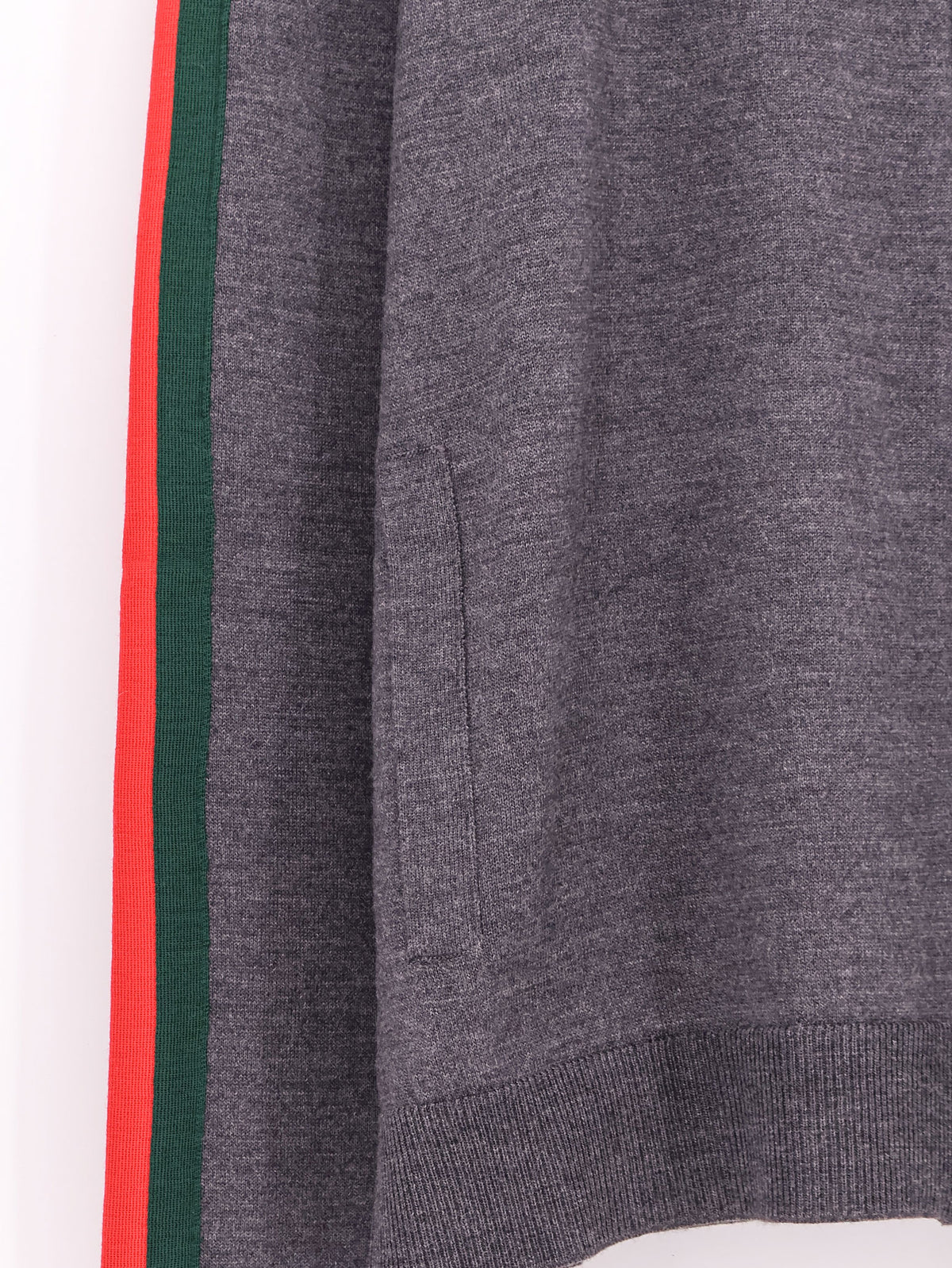 Fine wool cardigan with full zip and Web stripe