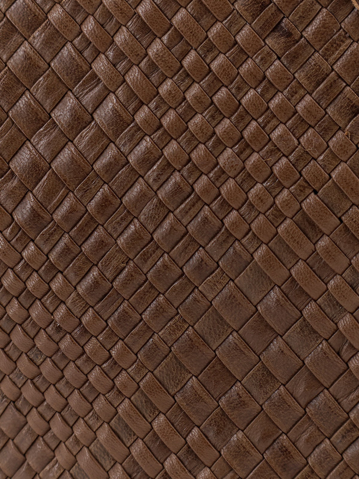 Trinity Medium vegetable-tanned leather shoulder bag with a woven pattern