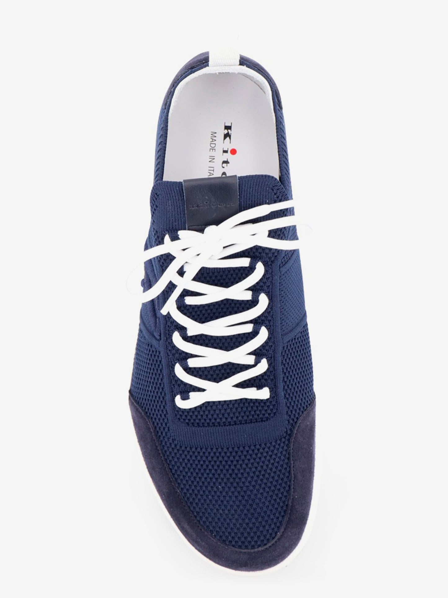 Knitted fabric sneakers with suede inserts