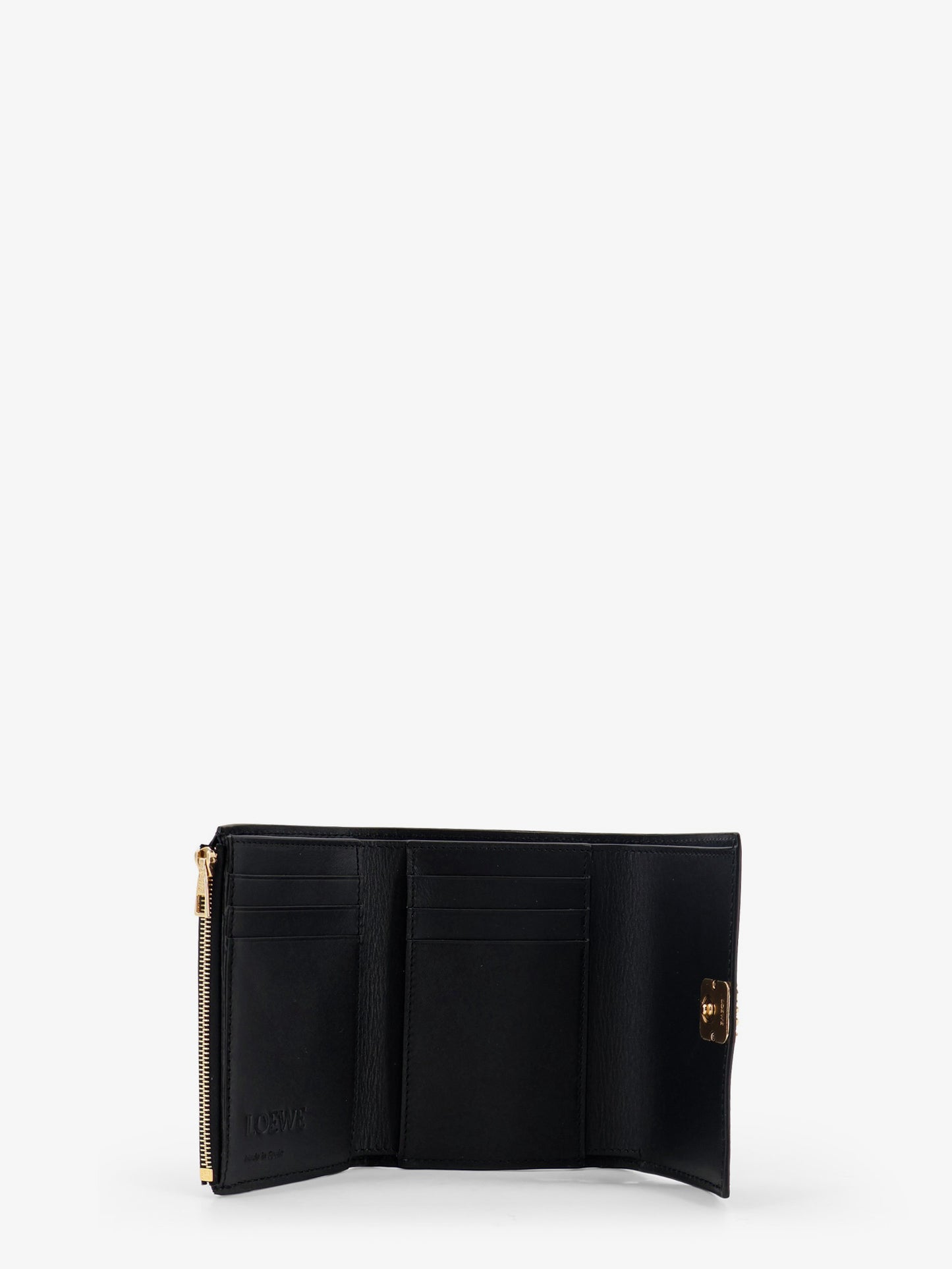 Anagram leather wallet with front logo