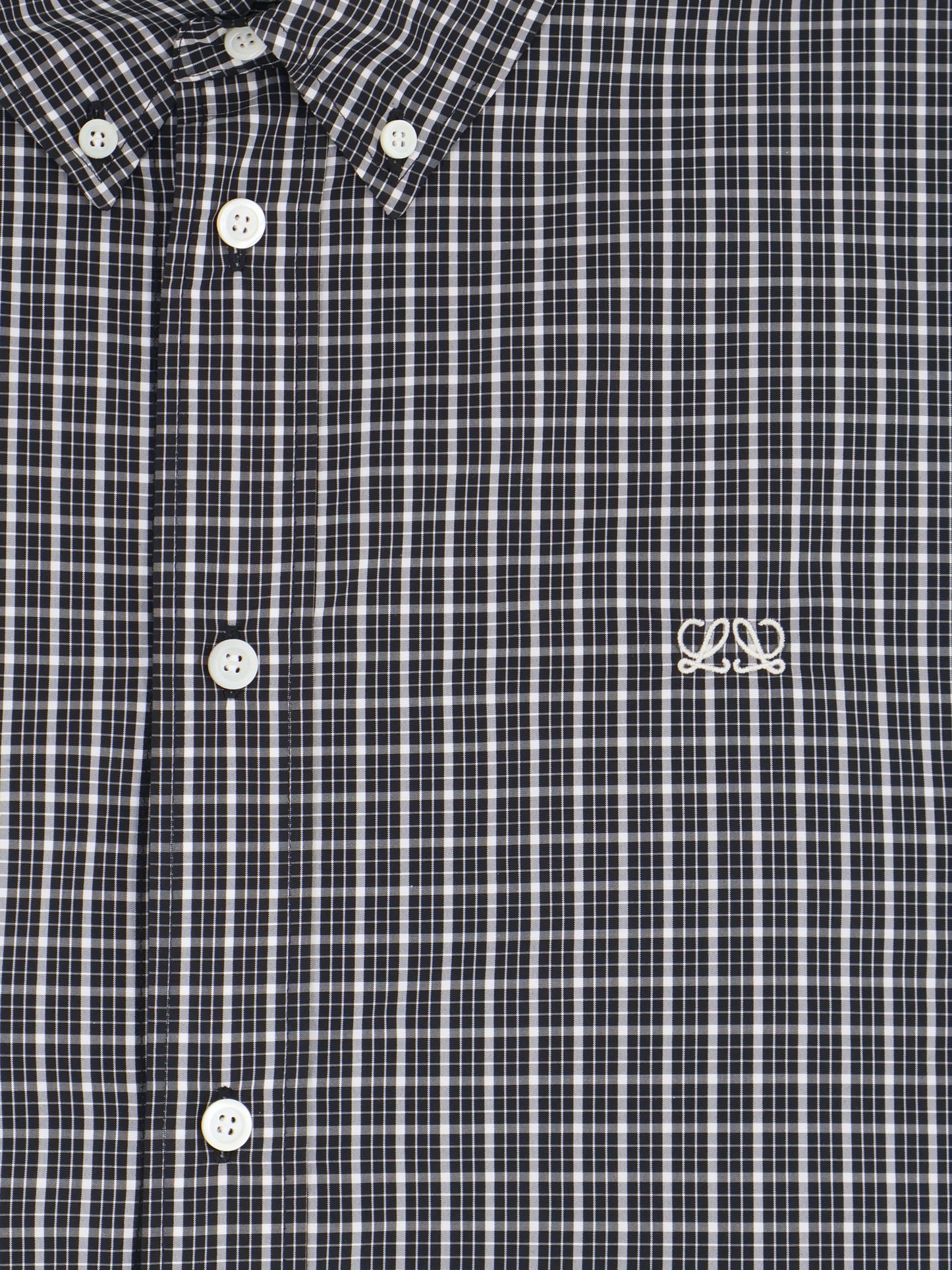 Technical cotton shirt with all-over check pattern