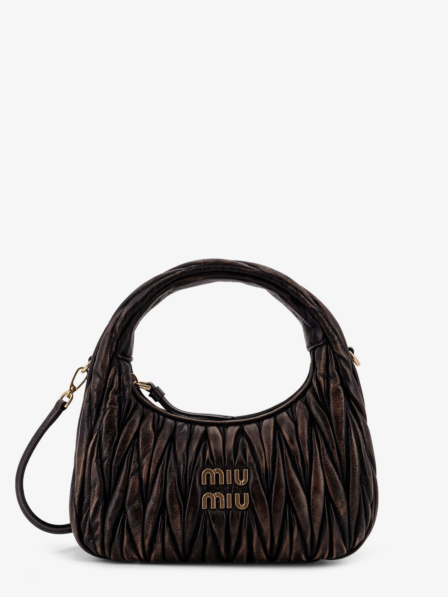 Wander quilted leather crossbody bag with a vintage effect MIU MIU 