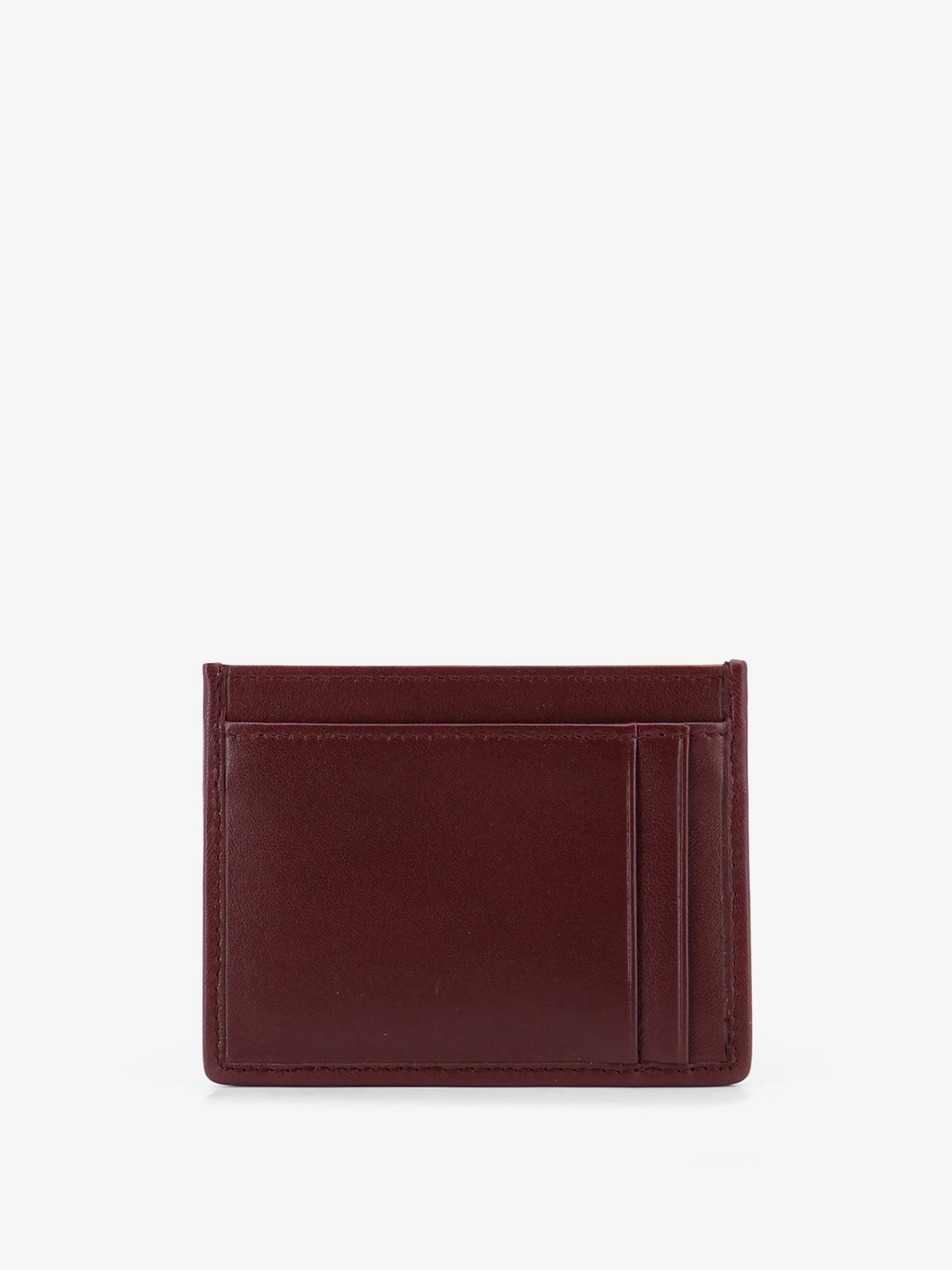 Matelassé leather card holder with metal lettering logo