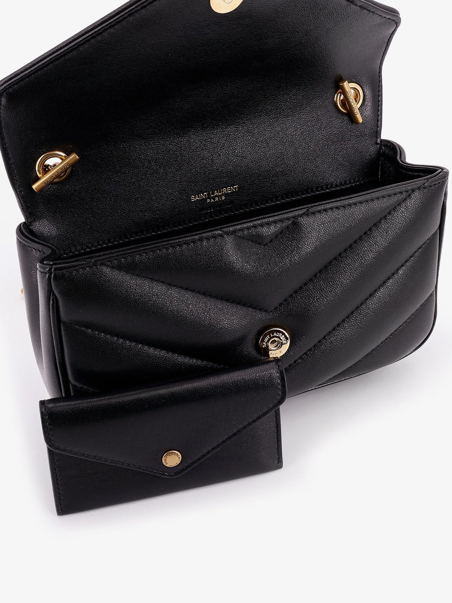 Borsa a spalla Loulou Mini in pelle con impunture Chevron
