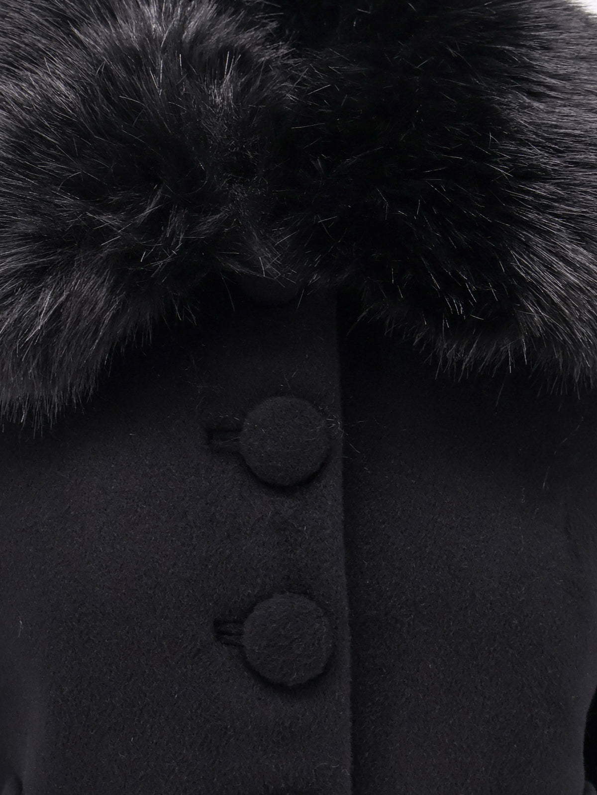 Wool blend blazer with faux fur details