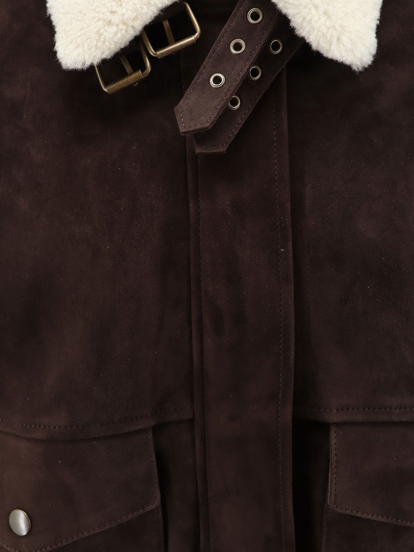 Suede jacket with fur collar