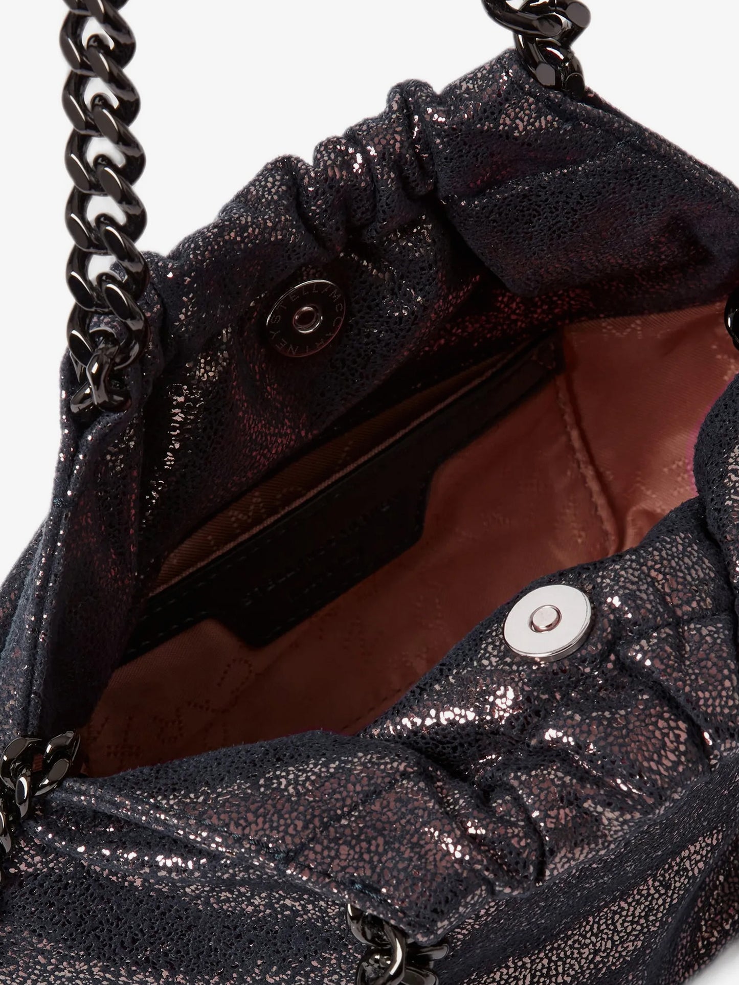 Borsa a tracolla Falabella in tessuto Eco Shiny Dotted Chamois
