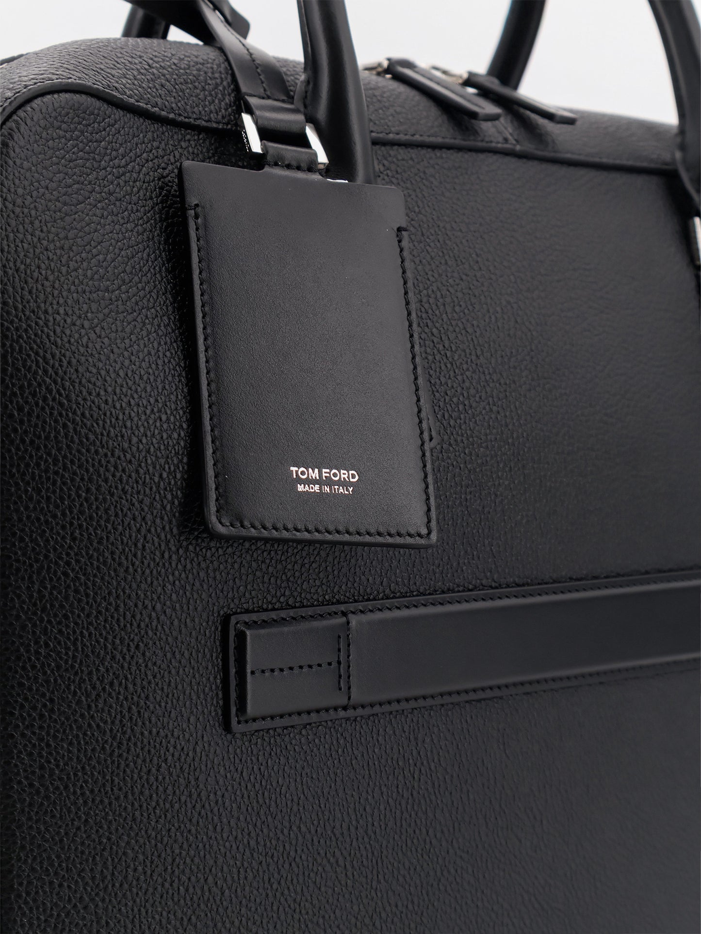 Leather work bag with front lettering logo