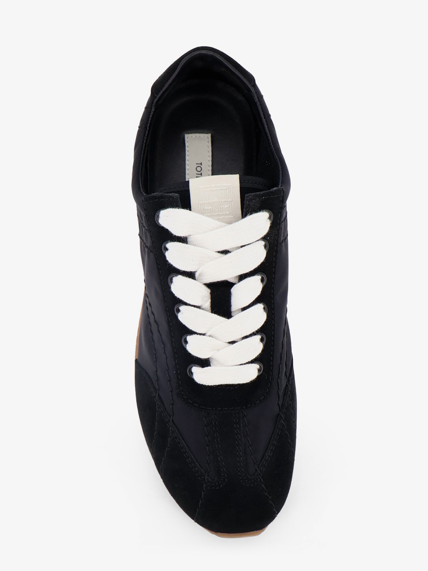 Nylon and suede sneakers with all-over stitching