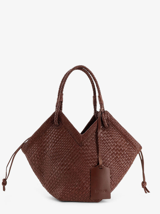 Trinity Medium vegetable-tanned leather shoulder bag with a woven pattern
