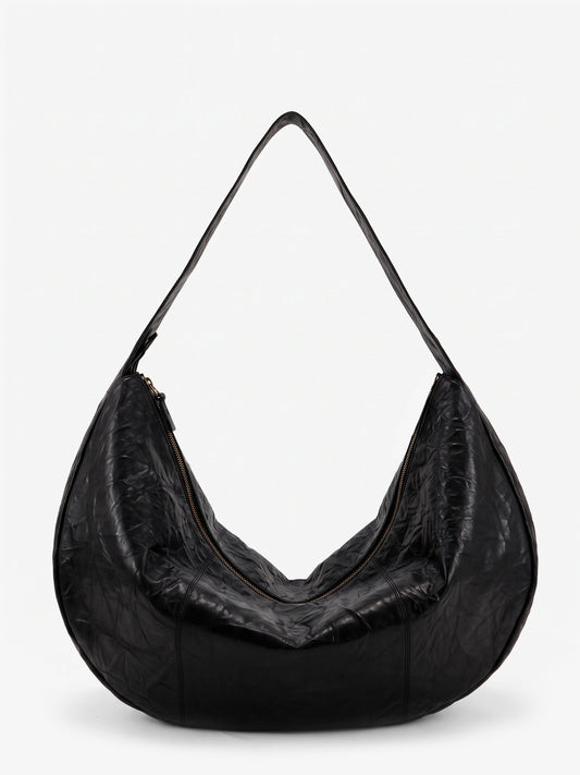 Clip vegetable-tanned leather crossbody bag
