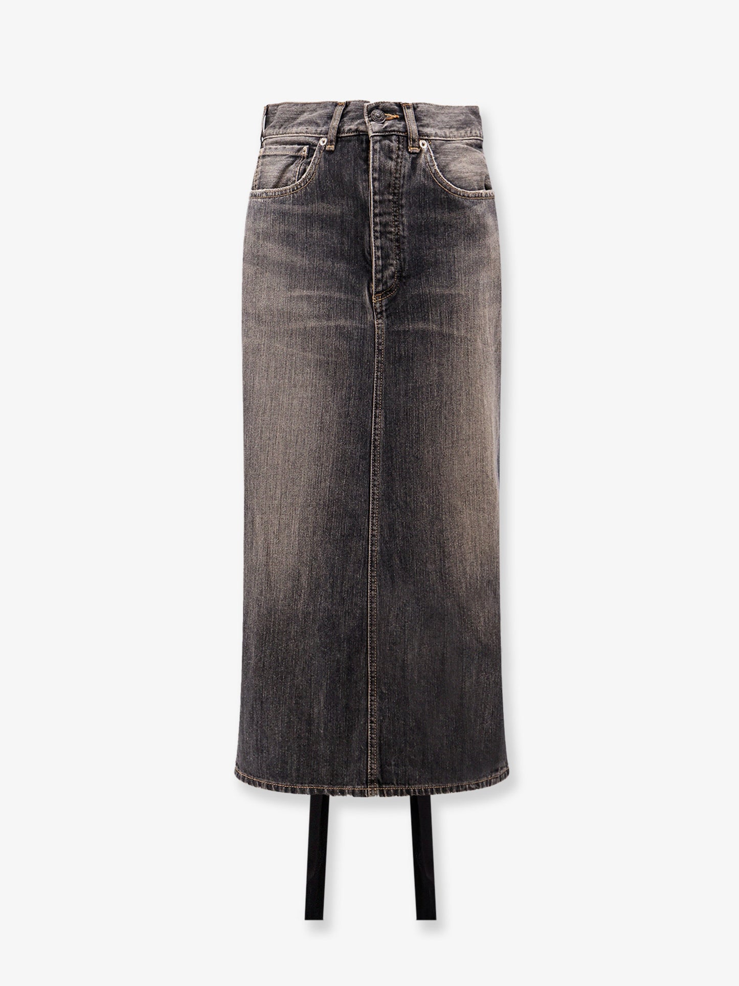 Denim skirt with laces interwining