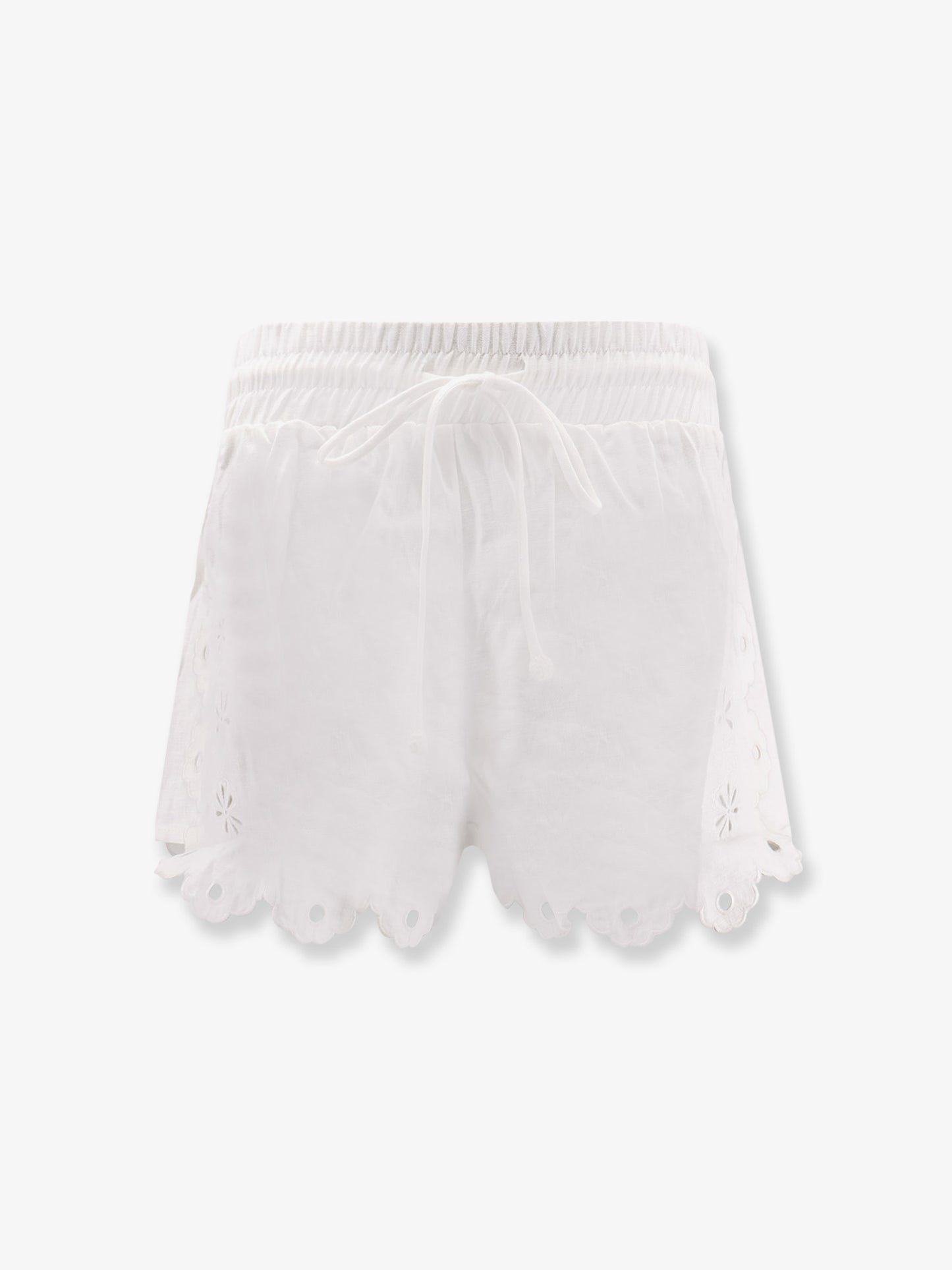 Linen perforated shorts