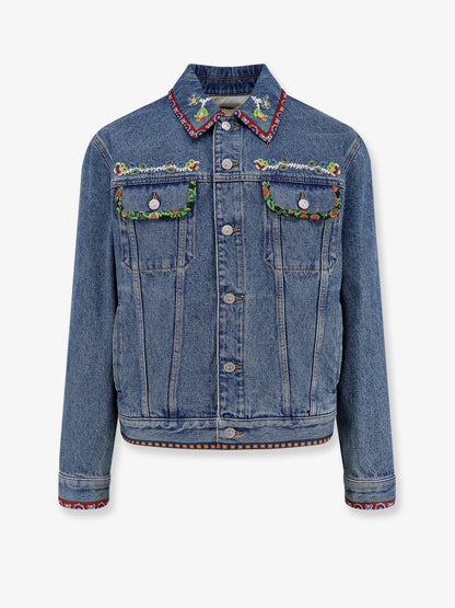 Denim jacket with multicolor embroidery thumbnail