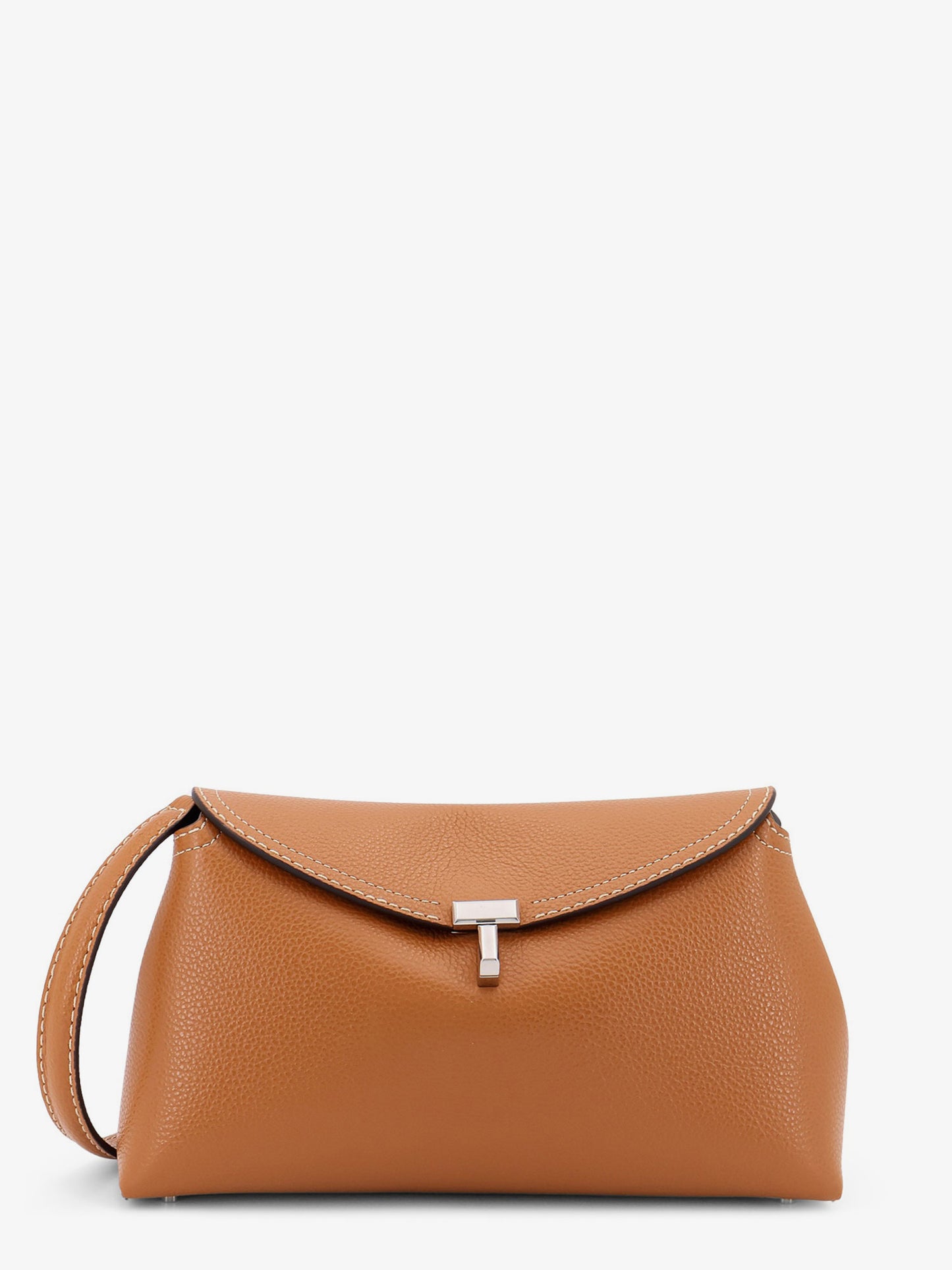 T-Lock leather clutch with contrasting stitching