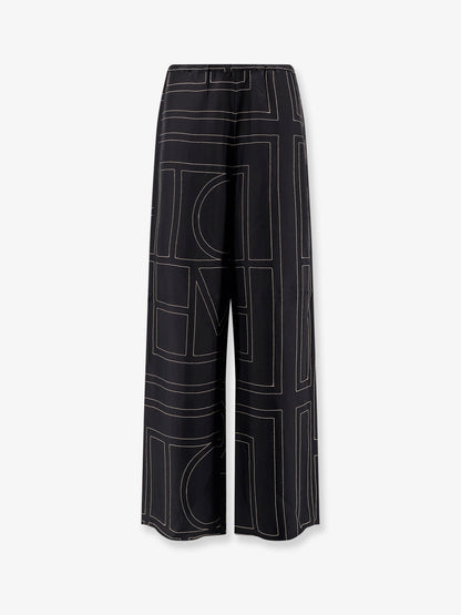 Silk trousers with Monogram Logo embroidery thumbnail