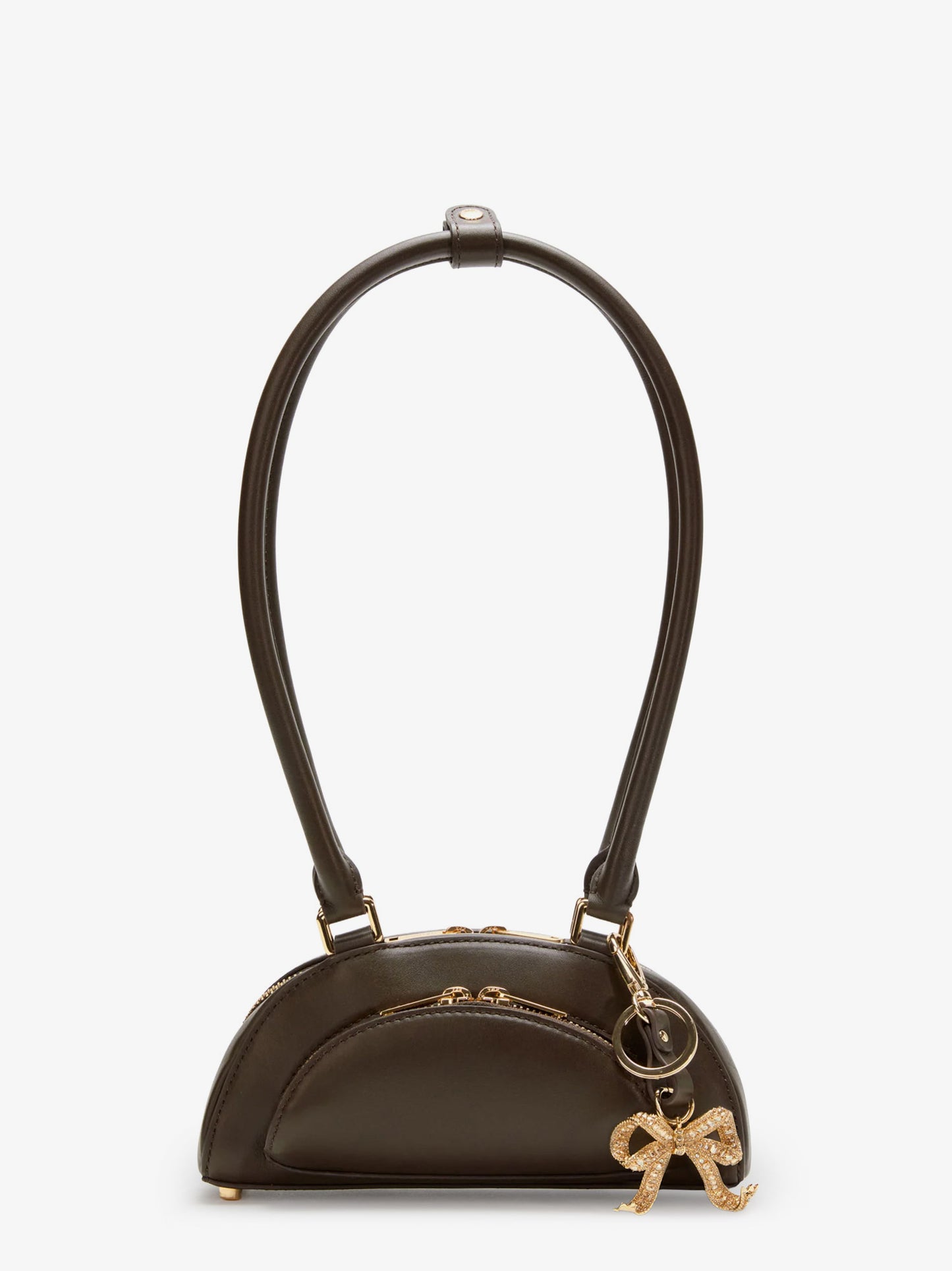 Leather shoulder bag with charms