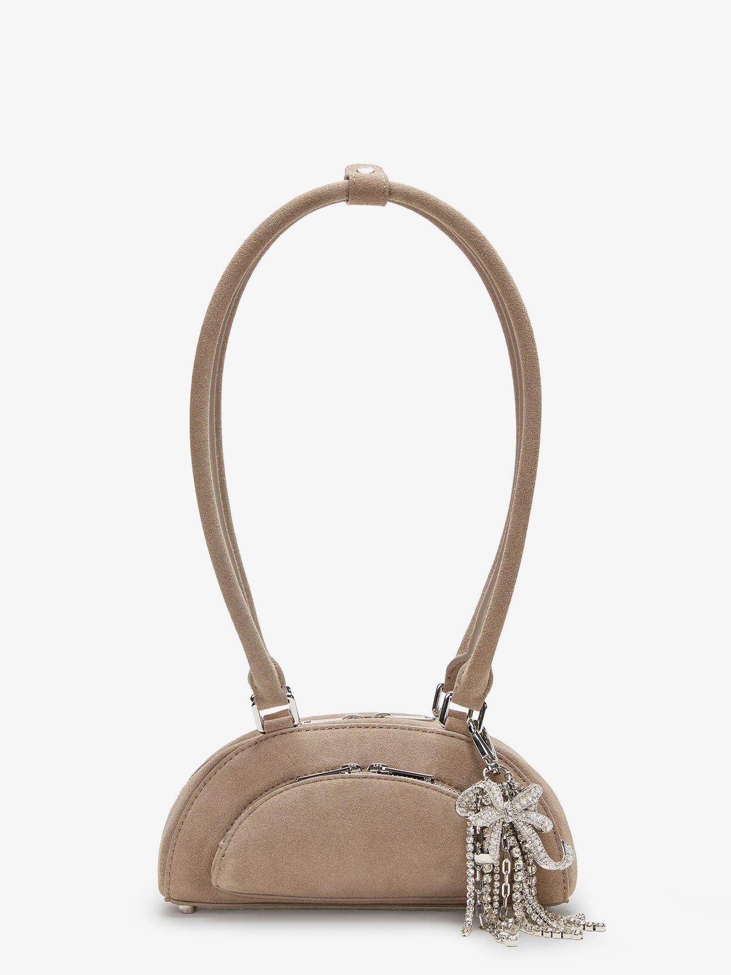 Suede shoulder bag with charms