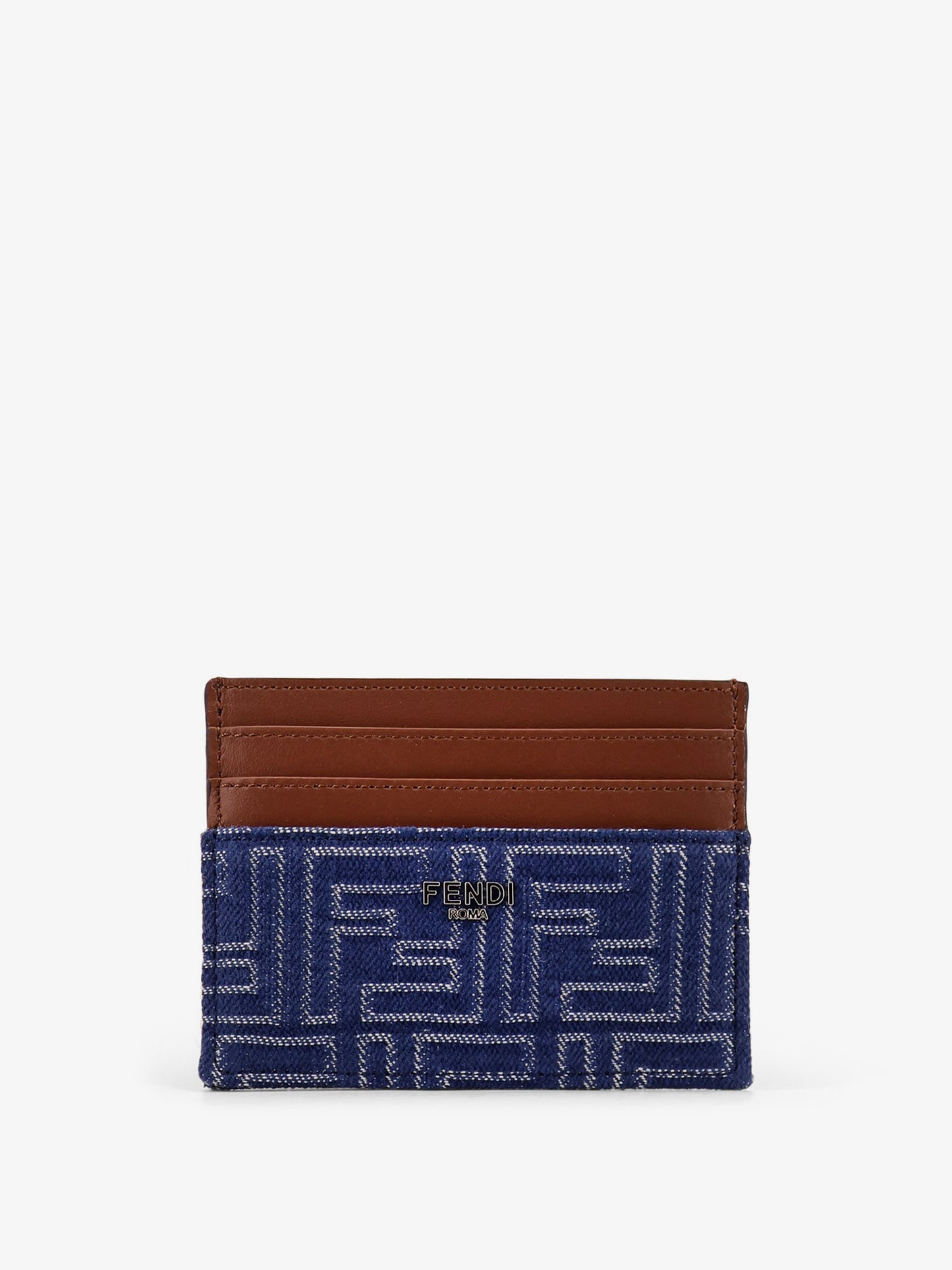 Jacquard FF fabric cardholder with denim effect