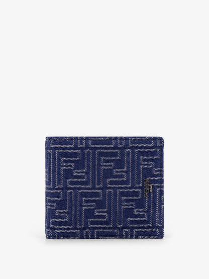 Denim-effect FF Jacquard bi-fold wallet thumbnail