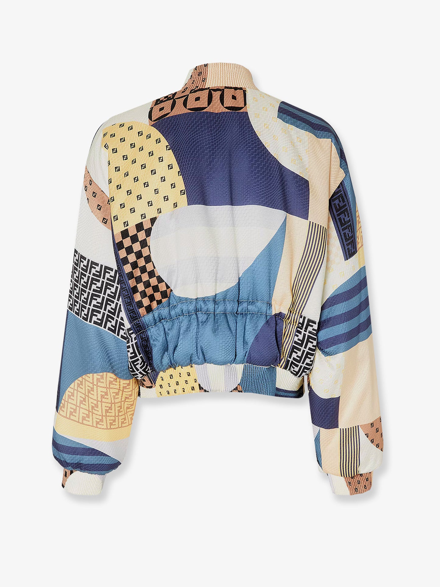 Reversible patchwork silk bomber