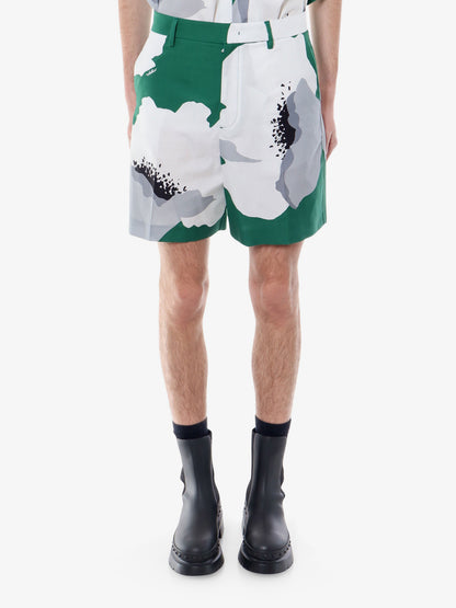 Cotton bermuda shorts with  valentino flower portrait print thumbnail
