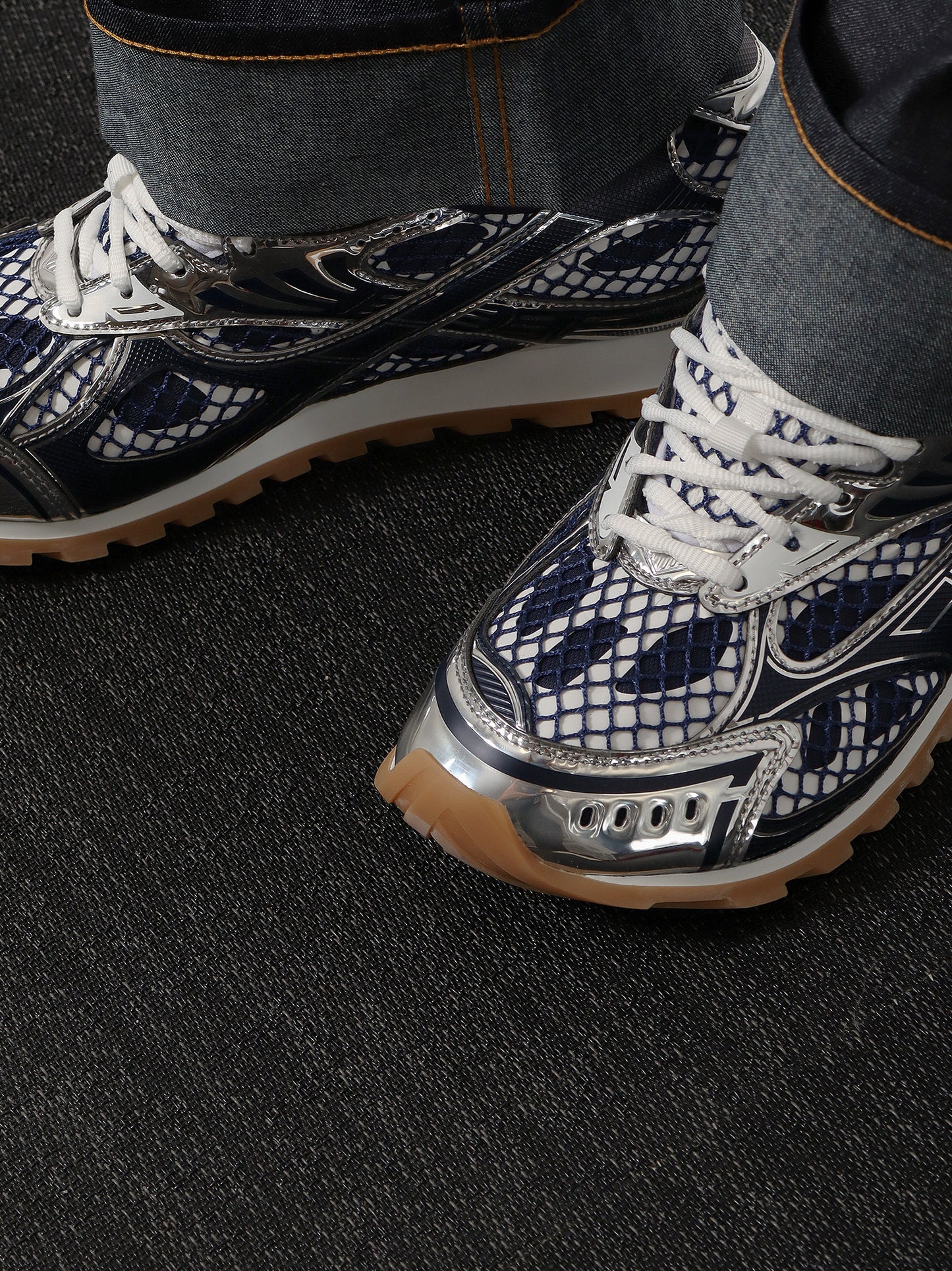 Orbit mesh and leather sneakers