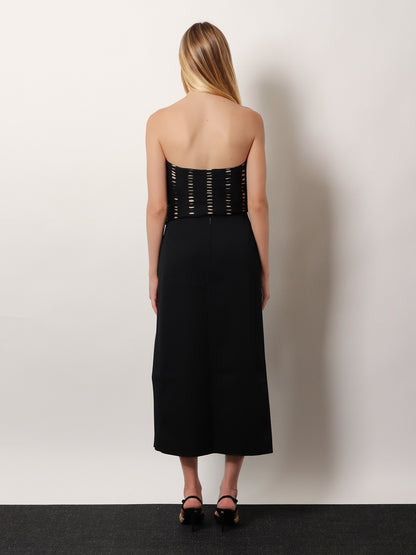 Virgin wool longuette skirt with slits and silk lining thumbnail