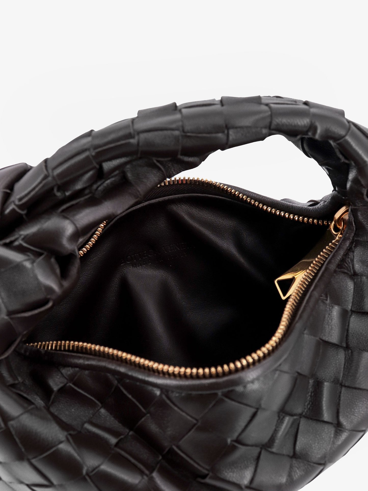 Mini jodie leather handbag with intrecciato motif