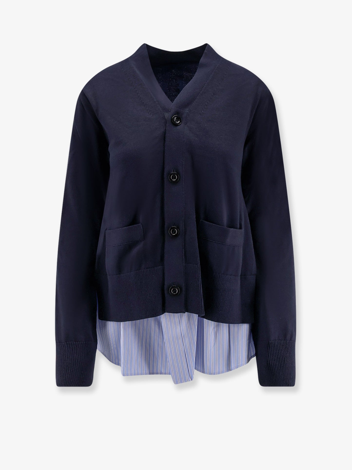 Cardigan in cotone con inserti in mesh