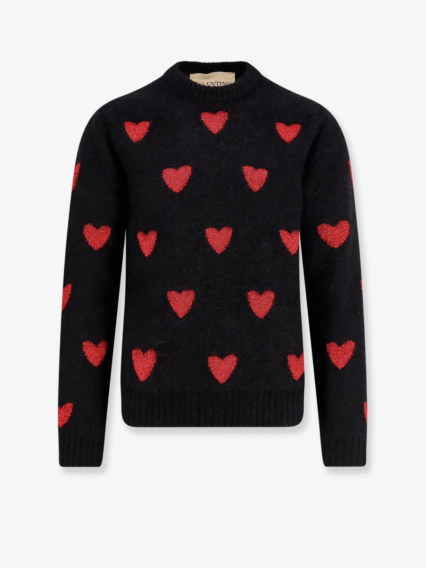 Wool and mohair sweater with lurex hearts