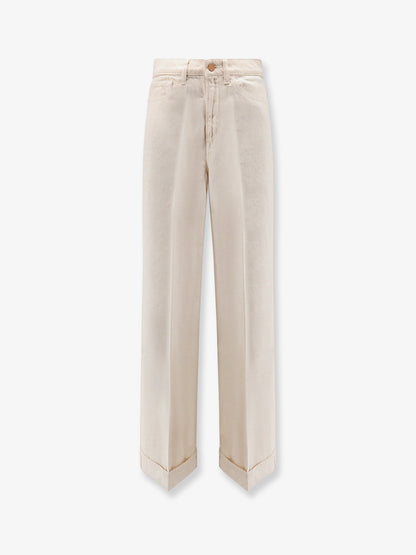 Flip Cuffed cream denim trousers thumbnail