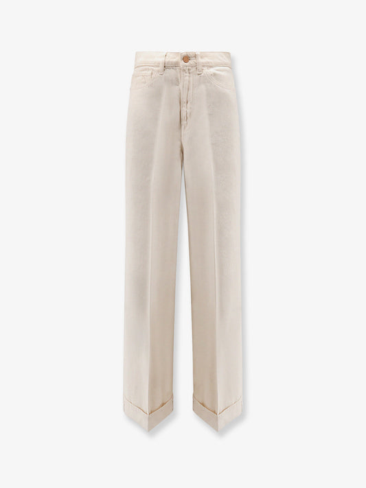 Flip Cuffed cream denim trousers