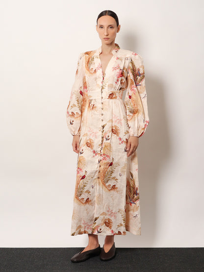 Ascension Plunge linen Midi Dress thumbnail