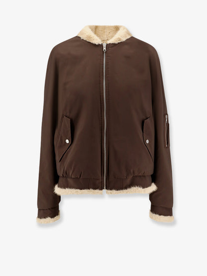 Reversible nylon and faux shearling bomber jacket thumbnail