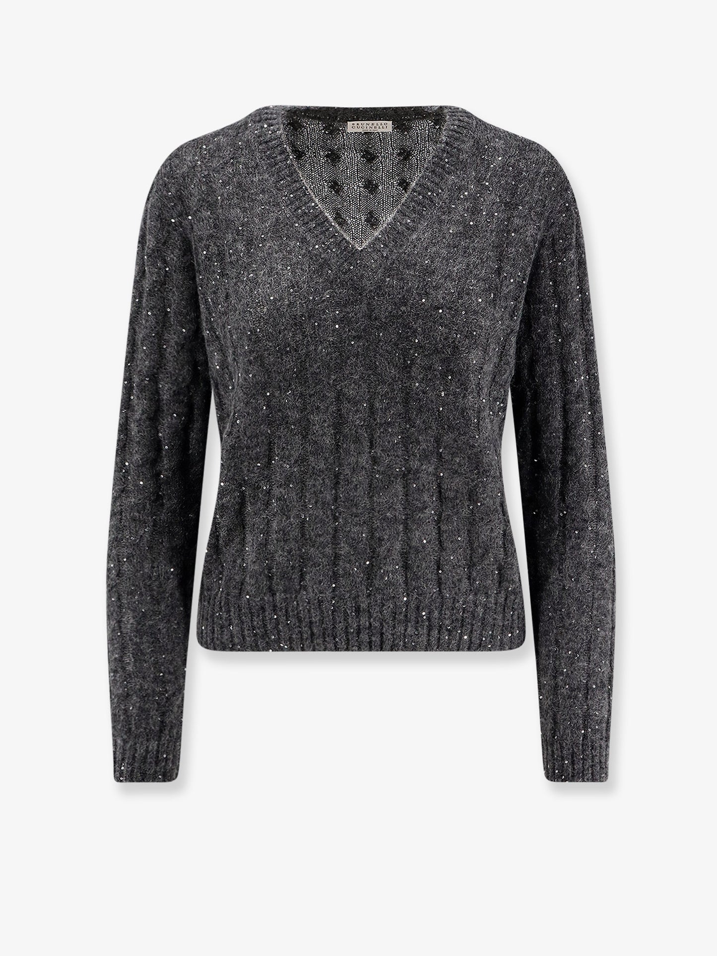 Wool blend sweater with all-over sequins