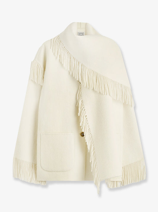 Wool coat with scarf